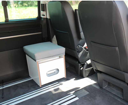 VW T6, VW T5 Porta Potti box high-gloss white including upholstery (light gray)