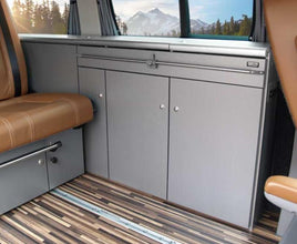 Reimo VW T6, VW T5 CityVan SWB furniture module kit anthracite with silver cover