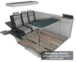 Reimo VW T6, VW T5 CityVan SWB furniture module high-gloss white with silver cover - image 3