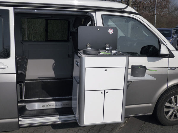 Reimo Flex Kitchen - Removable Kitchen Unit with Built-In Appliances, High-Gloss Silver