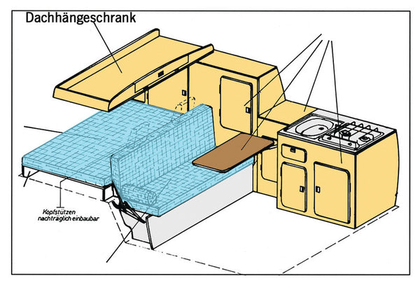 Reimo VW T3 roof storage box for Jolly kit made of natural poplar plywood