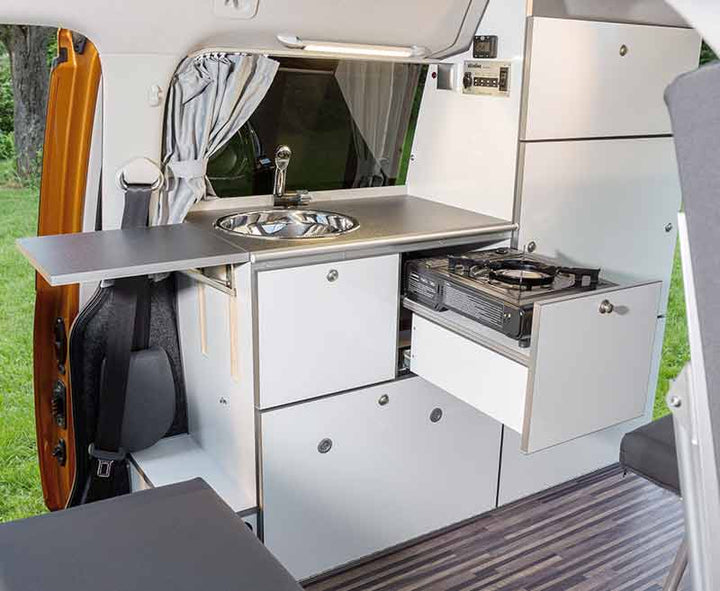VW Caddy Furniture Unit, Pre-Assembled, with Cool Box, Water System and Electrics