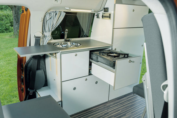 Reimo VW Caddy LWB Camp Furniture Unit, Pre-Assembled, White, without Appliances