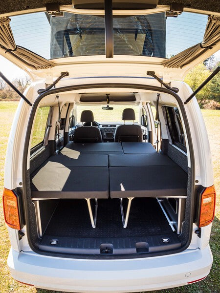 Rear Bed with Folding Bench Seat for VW Caddy Maxi LWB Weekender, 08/2010 to 08/2020