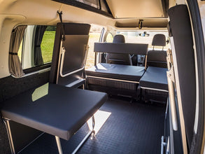 Reimo Rear Bed with Folding Bench Seat for VW Caddy Maxi LWB Weekender, 08/2010 to 08/2020 - image 3