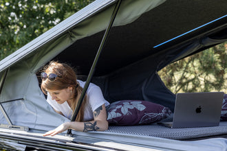 Reimo Ford Custom V710 L1 sleeper roof - High front - Open-sky bellows - Molded headlining - Black - With LED - image 5
