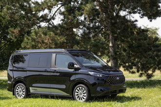 Reimo Ford Custom V710 L1 sleeper roof - High front - Open-sky bellows - Molded headlining - Black - With LED