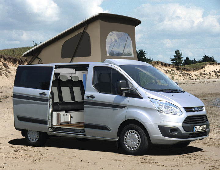 Superflat Pop-Top Roof Ford Transit SWB from 07/2013, Front-Lifting 2, White, incl. Spoiler