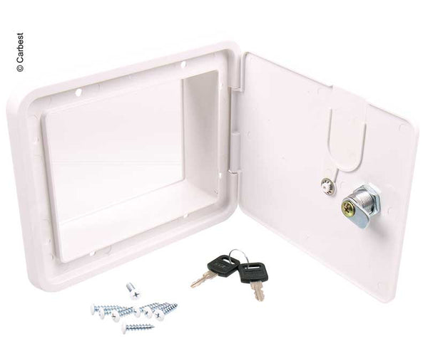 Carbest Service flap with lock, outer dimensions 193x165mm, white - 30003 | Stahlor image 1