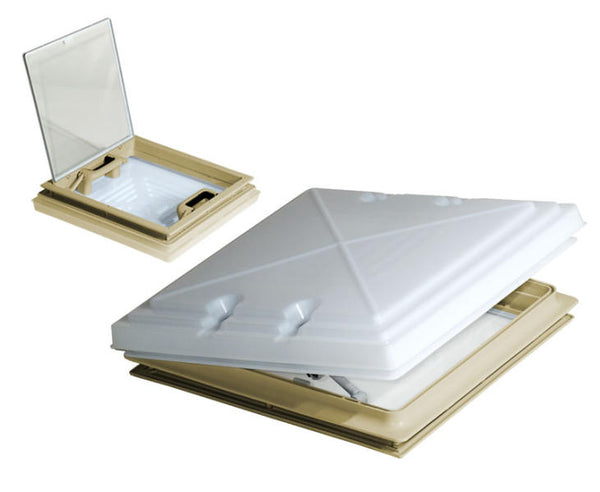 MPK Roof light model 42 400 x 400 mm in frosted glass look with mosquito net - interior frame Beige - 360573 | Stahlor image 1