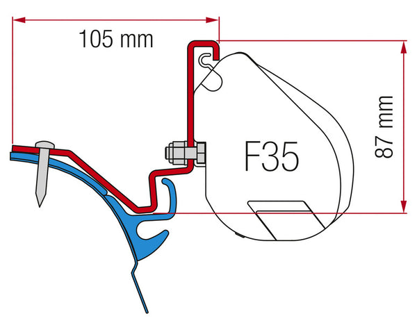 Fiamma Adapter for F35, VW T6 LR Westfalia Kepler - 433406 | Stahlor image 1