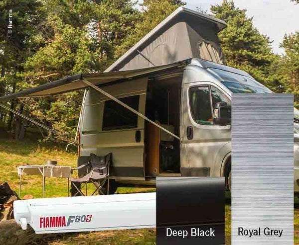 Fiamma Roof awning F80s - Housing: Black - Cloth color: Royal Grey - 4.5 m - 436294 | Stahlor image 1