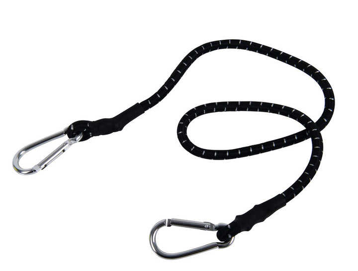 Rubber tensioner 80-140cm stretchable with aluminium hook, black