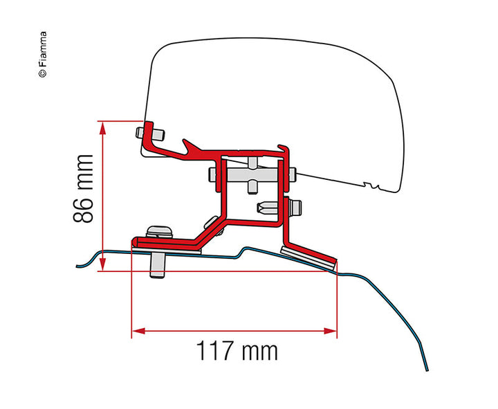 Adapter for roof awning F40van Ford Transit Custom short wheelbase UK version