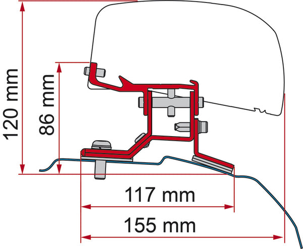 FIAMM Adapter for roof awning F40van Ford Transit Custom short wheelbase - 44336 | Stahlor image 1