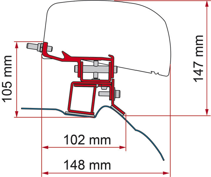 Adapter for roof awning F40van Mercedes V-class from 2014