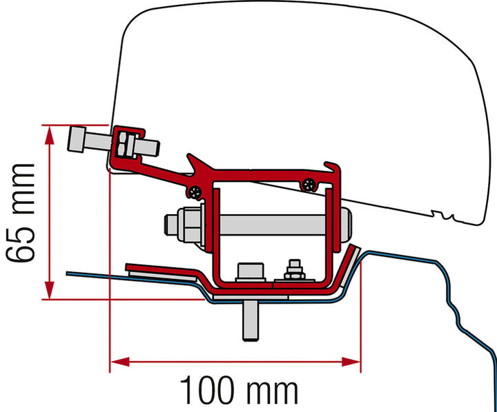 Adapter for roof awning F40van Renault Trafic from 2014 short wheelbase