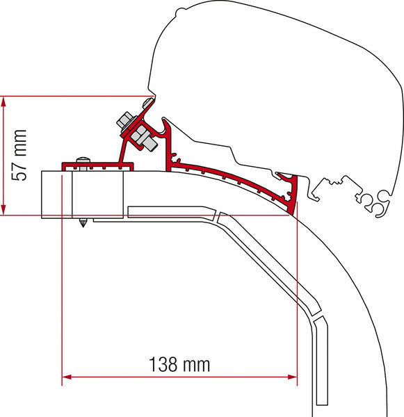 Adapter awning F65L and F80S Arca Mobilvetta