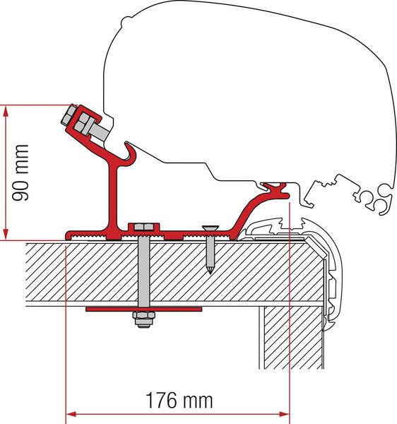 Adapter Markise F65L und F80S für Kit Carthago Malibu 340 cm -