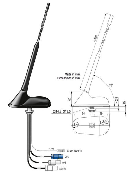 DIETZ 12V roof antenna for panel vans with a metal roof - 49170 | Stahlor image 1