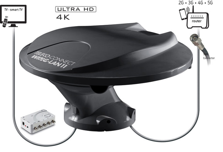 Teleco Wing+Lan 11 DVB-T/DAB+/4G Antenna, 12/24/230 V, Black