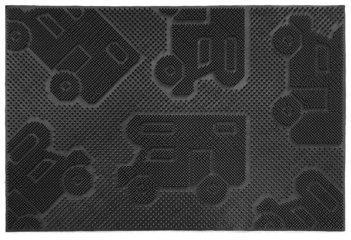 Foot mat CAMPER MAT 40x60cm, black, with motive: Motorhome+Caravan