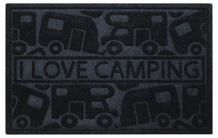 Foot mat KERA KAMP 40x60cm, black, PP/Rubber, Motive: Motorhome/Caravan