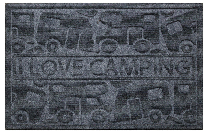 Foot mat KERA KAMP 40x60cm, grey, PP/Rubber, Motive: Motorhome/Caravan