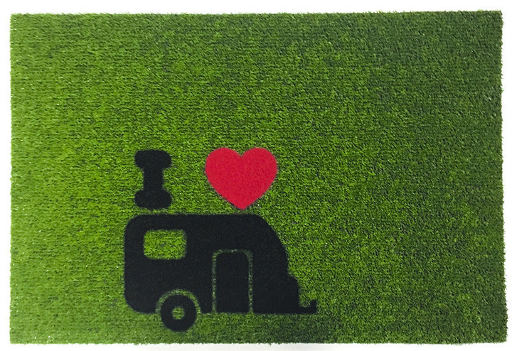 Foot mat GREEN FLOCK 40x60cm, green, PP/rubber, with motif
