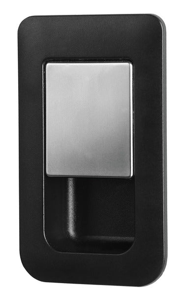 Snap lock 36 x 59 mm for door thicknesses 12 - 18 mm - Matt Black / Chrome
