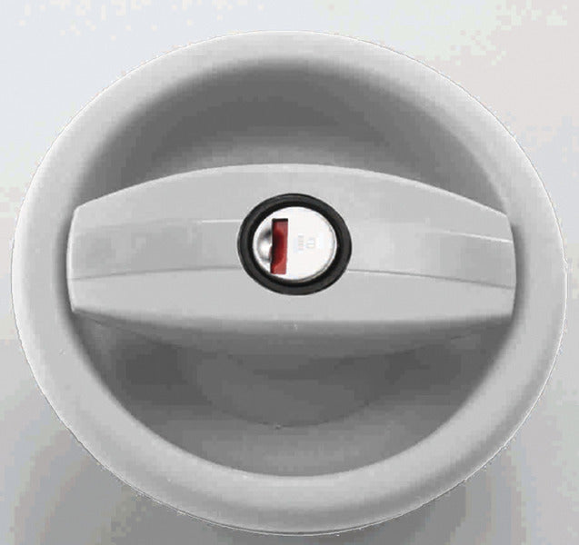 Door lock CARAVAN right, without cylinder and key, black/white