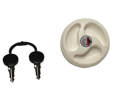 3-handle tank lock with cylinder and 2 keys - White
