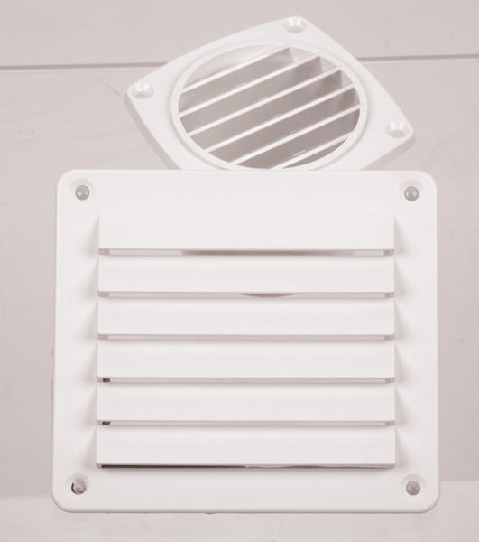 Reimo Ventilation grille, white, 142x80mm, angular, incl. screws - 53036 | Stahlor image 1