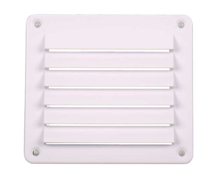 Ventilation grille, white, 142x127mm, angular, incl. screws