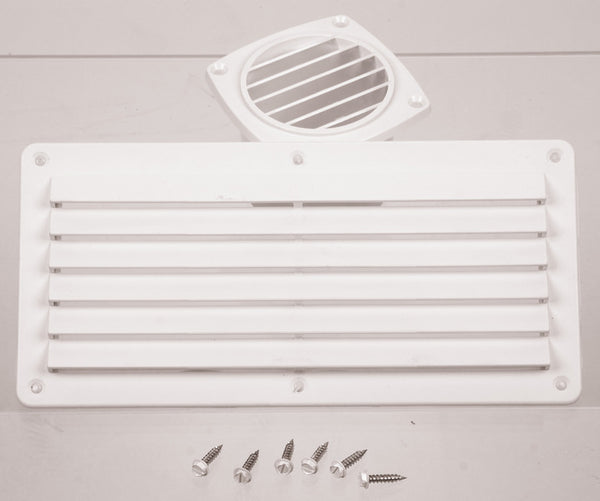 Reimo Ventilation grille, white, 264x127mm, angular, incl. screws - 53038 | Stahlor image 1