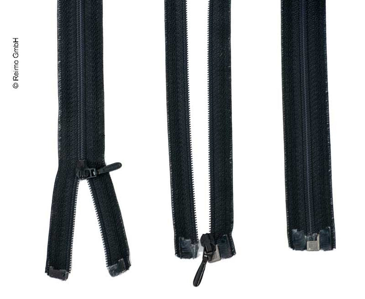 Zipper 100cm, divisible - unhookable in black, plastic