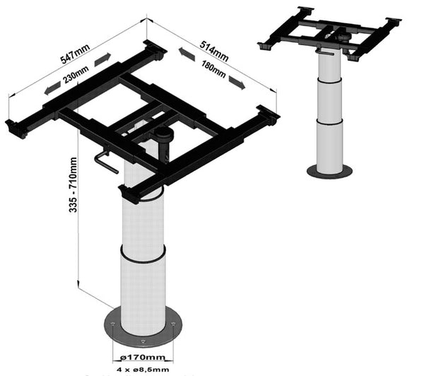 ILSE Single column lift rack - displacement X = 180 mm & Y = 230 mm - 57113 | Stahlor image 1