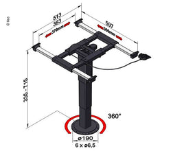 ILSE Single column lift table lift frame - Height adjustable 335-715 mm - 360° rotatable - 57119 | Stahlor image 2