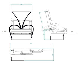 FASP Seat/sleeper bench, one side armrest, 3-point belts, bed:1700x1000mm - 59243 | Stahlor image 4