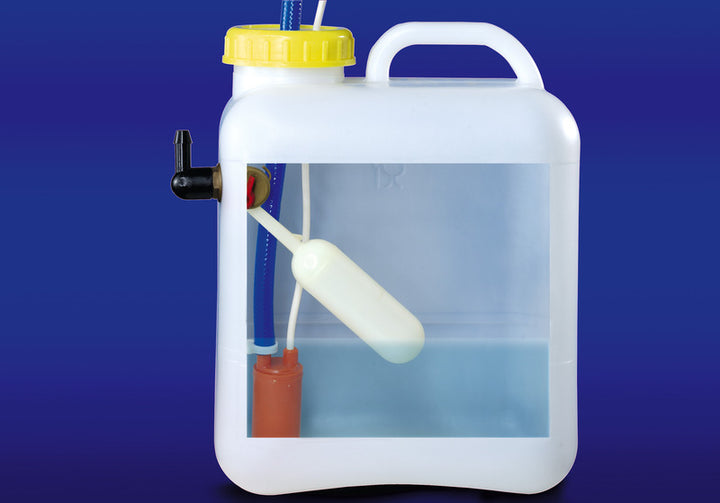 Small float valve for wide neck canisters