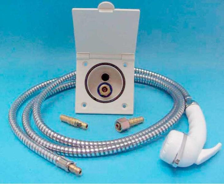 Set water socket with hand shower incl. 2 m hose - White