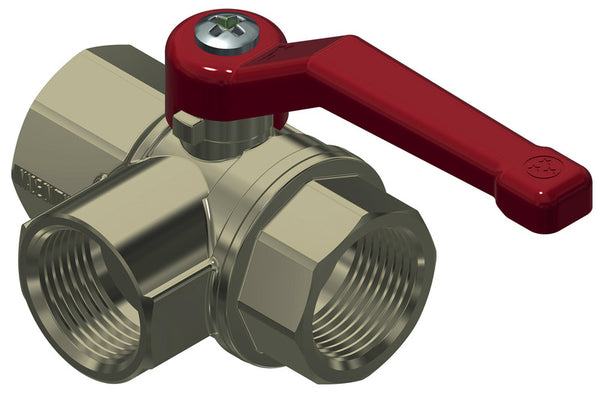Reimo 3 way aluminum stopcock, 1/2" female thread, with long handle - 651001 | Stahlor image 1