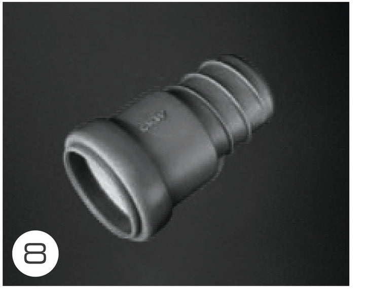 Transition piece from pipe to spiral hose