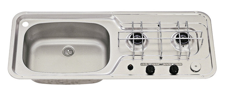 sink/cooker 800x320 2-flame stainless steel piezo basin left 30mbar