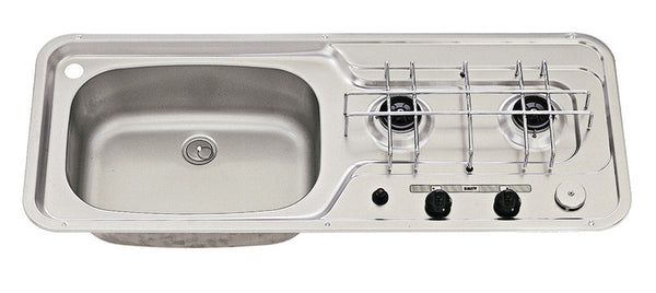 DOMET sink/cooker 800x320 2-flame stainless steel piezo basin left 30mbar - 70167 | Stahlor image 1
