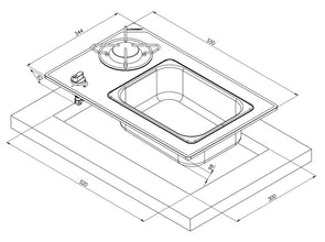Carbest Hob/sink combination - 1-burner with safety glass - 70179 | Stahlor image 2