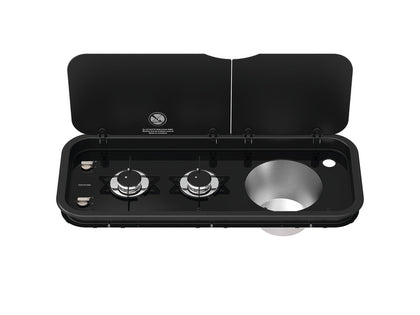 2 Flame gas cooker - sink combination, 2x 1.5 kW