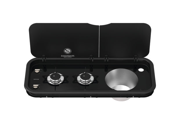 2 Flame gas cooker - sink combination, 2x 1.5 kW