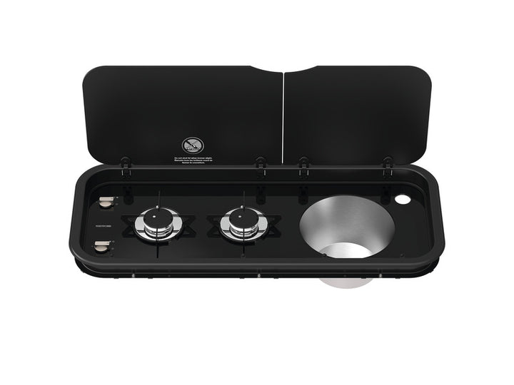 2 Flame gas cooker - sink combination, 2x 1.5 kW