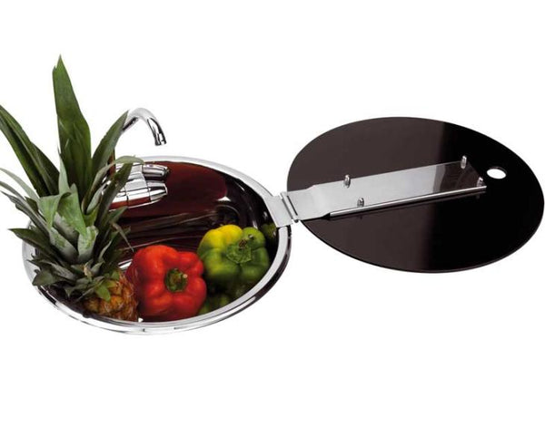 CAN Stainless steel sink with tap and glass cover, Ø 30cm - 70507 | Stahlor image 1